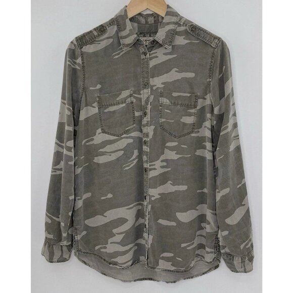 Express Womens Roll Tab Button Up Lyocell Boyfriend Shirt Sz Sm, Preppy, Western - Picture 1 of 10